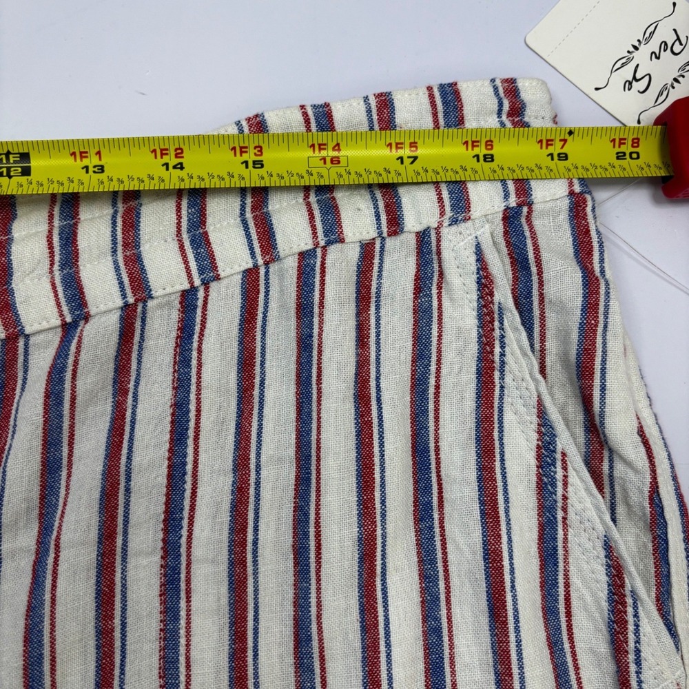 Per Se Women XL Red Blue White Striped Linen Blend Drawstring Pants NWT - Picture 7 of 11